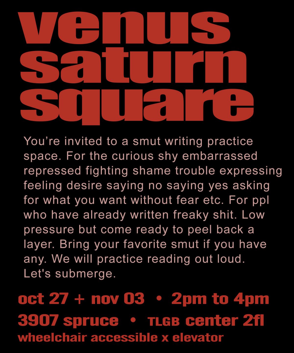VENUS SATURN SQUARE call for submissions