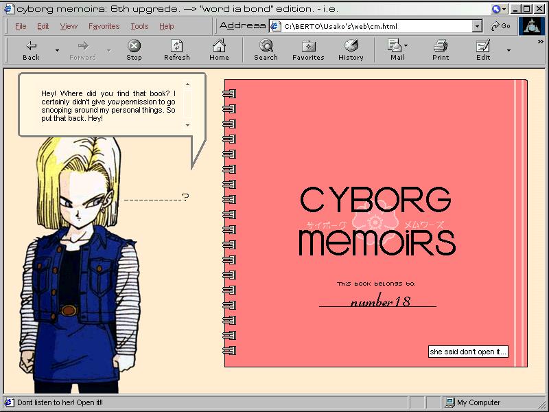 A screencap of my cyborgmemoirs.com website in 2002
