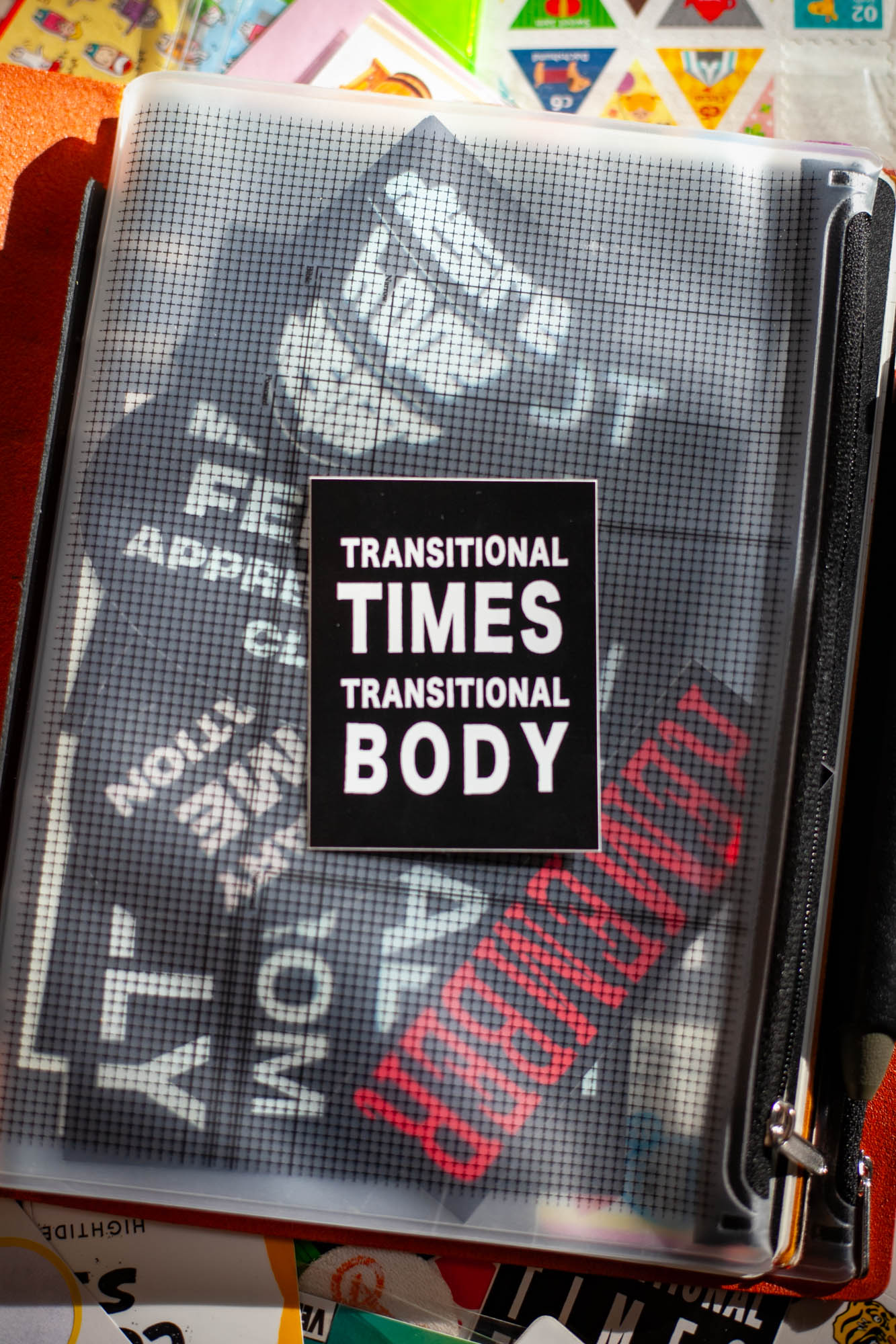 transitional times transitional body sticker white ink on black