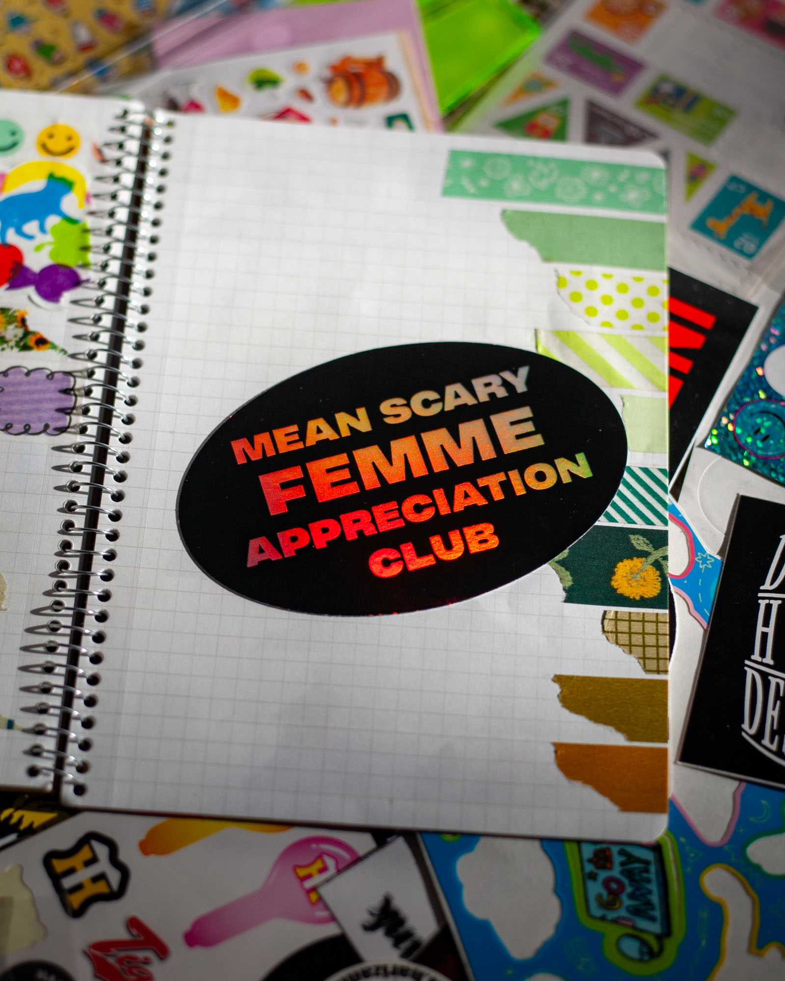 mean scary femme appreciation club sticker holo